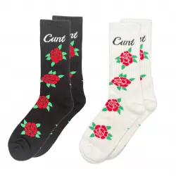 2 PACK OF FLORAL CURSIVE SOCKS