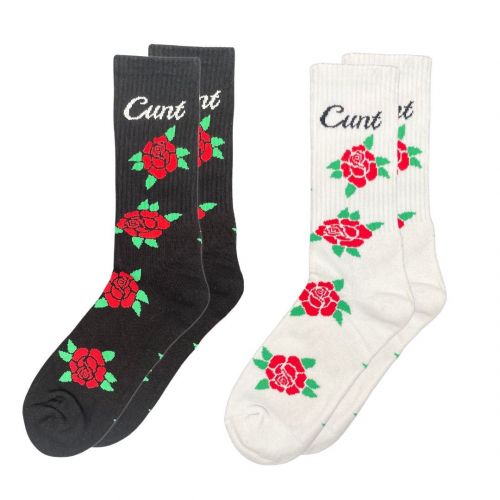 2 PACK OF FLORAL CURSIVE SOCKS