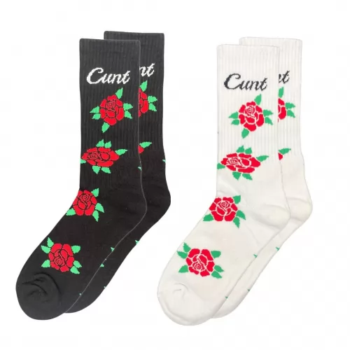 2 PACK OF FLORAL CURSIVE SOCKS