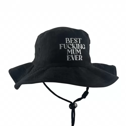 BEST MUM STONEWASHED BLACK WIDE BRIM HAT