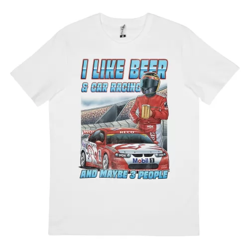 CAR RACING AND BEER WHITE TEE