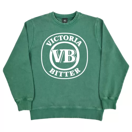 RETRO WHITE VB LOGO GREEN VINTAGE CREW