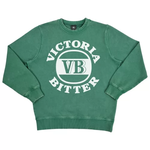 WHITE VB LOGO GREEN VINTAGE CREW