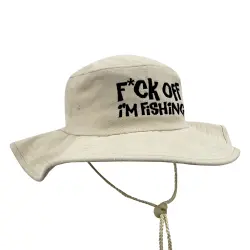 F OFF I'M FISHING NATURAL WIDE BRIM HAT