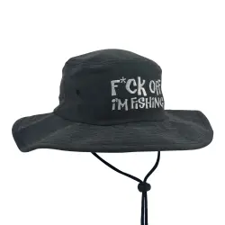 STONEWASHED BLACK F OFF I'M FISHING WIDE BRIM HAT