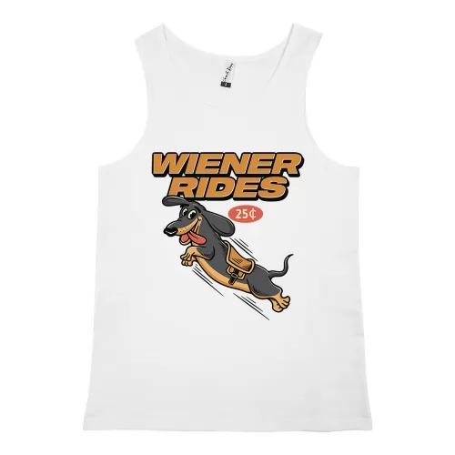 WIENER RIDES WHITE SINGLET