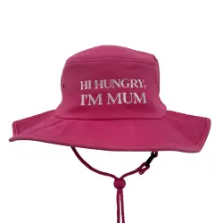 HI HUNGRY I'M MUM PINK WIDE BRIM HAT