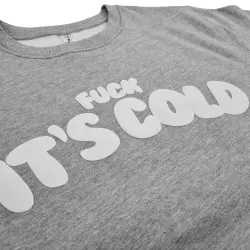 IT'S COLD PUFF PRINT GREY CREW