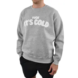 IT'S COLD PUFF PRINT GREY CREW