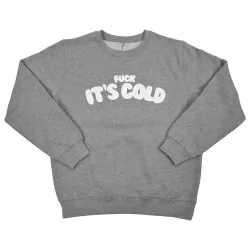 IT'S COLD PUFF PRINT GREY CREW