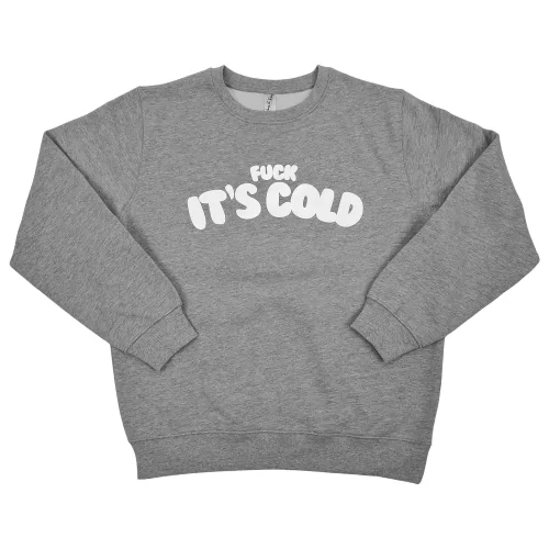 IT'S COLD PUFF PRINT GREY CREW