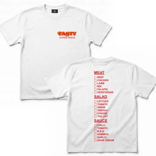 TASTY KEBAB FRONT AND BACK WHITE TEE