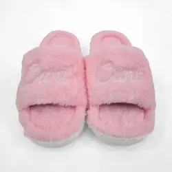 PINK CURSIVE FUR SLIPPERS