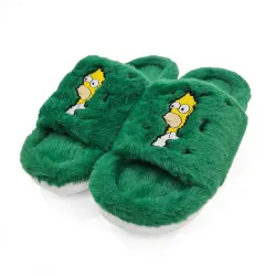 HEDGES GREEN FUR SLIPPERS