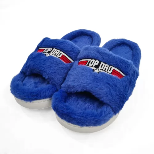 TOP DAD NAVY FUR SLIPPERS