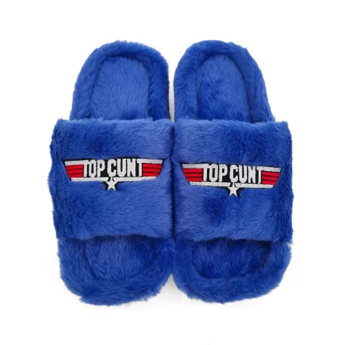 TOPCUNT NAVY FUR SLIPPERS