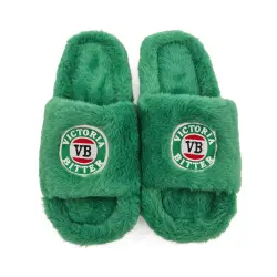 VICTORIA BITTER GREEN FUR SLIPPERS