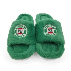 VICTORIA BITTER GREEN FUR SLIPPERS