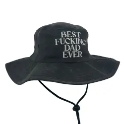 BLACK STONEWASHED BEST DAD WIDE BRIM HAT