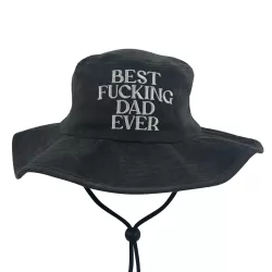 BLACK STONEWASHED BEST DAD WIDE BRIM HAT
