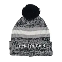 IT'S COLD GREY MARLE POM BEANIE