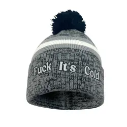 IT'S COLD GREY MARLE POM BEANIE