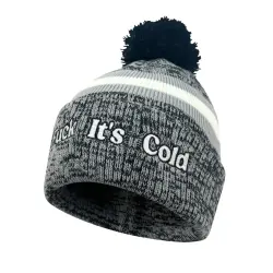 IT'S COLD GREY MARLE POM BEANIE