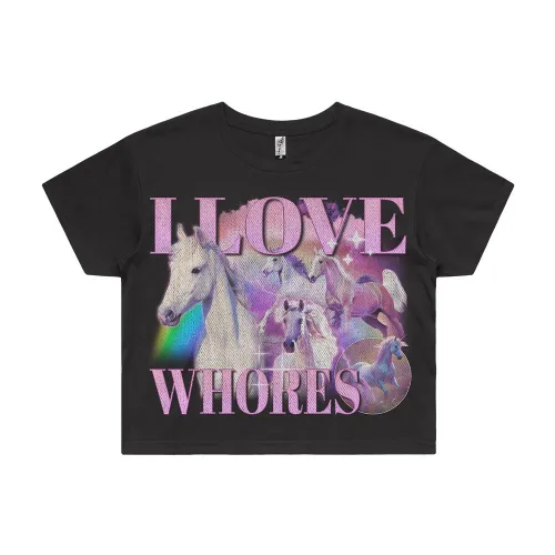 VINTAGE I LOVE WHORES CROP TOP