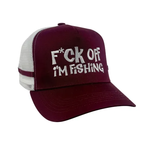 F OFF FISHING MAROON TRUCKER CAP