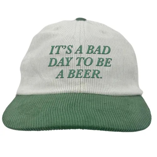 GREEN/WHITE BAD DAY BEER CORD HAT