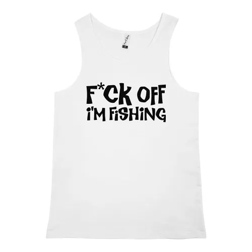 F OFF I'M FISHING WHITE SINGLET