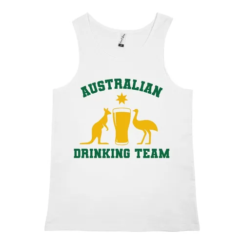 AUSTRALIAN DRINKING TEAM WHITE SINGLET