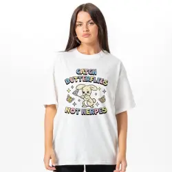 CATCH BUTTERFLIES WHITE TEE