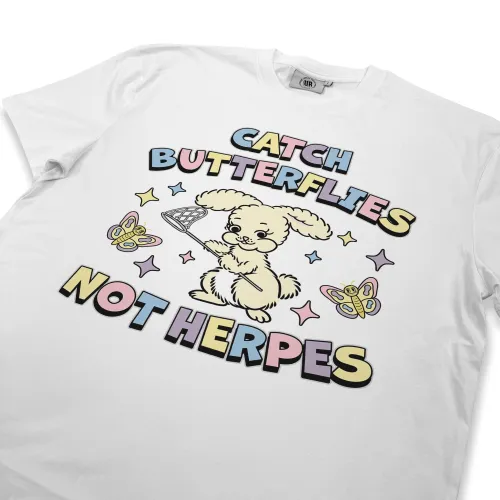 CATCH BUTTERFLIES WHITE TEE