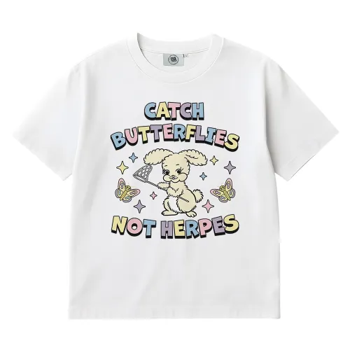 CATCH BUTTERFLIES WHITE TEE