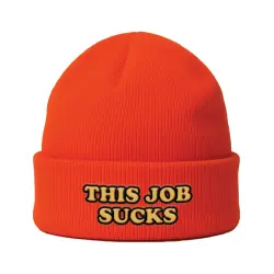 THIS JOB SUCKS HI VIS ORANGE BEANIE