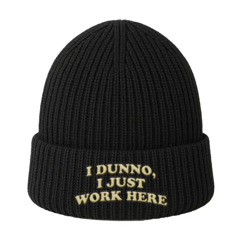 BLACK I DUNNO I JUST WORK HERE KNIT BEANIE