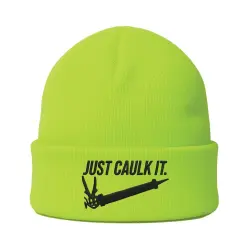 JUST CAULK IT HI VIS LIME GREEN BEANIE