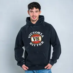 VICTORIA BITTER LOGO VINTAGE BLACK HOODIE