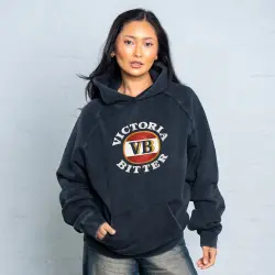 VICTORIA BITTER LOGO VINTAGE BLACK HOODIE