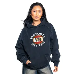 VICTORIA BITTER LOGO VINTAGE BLACK HOODIE
