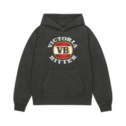 VICTORIA BITTER LOGO VINTAGE BLACK HOODIE