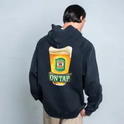 ON TAP FRONT & BACK VINTAGE BLACK HOODIE