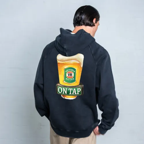 ON TAP FRONT & BACK VINTAGE BLACK HOODIE
