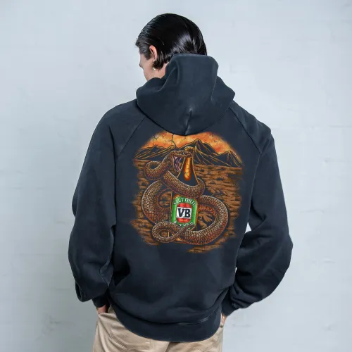 KING BROWN FRONT & BACK VINTAGE BLACK HOODIE