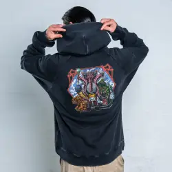JOHNSON AND FRIENDS FRONT & BACK VINTAGE BLACK HOODIE