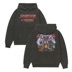 JOHNSON AND FRIENDS FRONT & BACK VINTAGE BLACK HOODIE