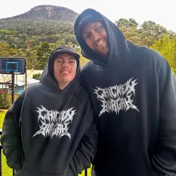 CHICKEN BURGAH VINTAGE BLACK HOODIE