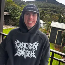 CHICKEN BURGAH VINTAGE BLACK HOODIE