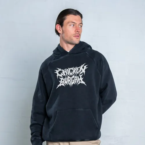 CHICKEN BURGAH VINTAGE BLACK HOODIE